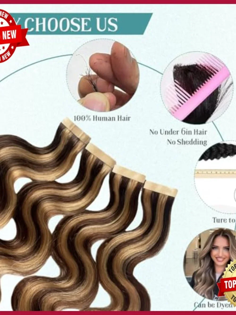 22 Inch Human Hair Tape In Extensions 20pcs Body Wave Seamless Weft